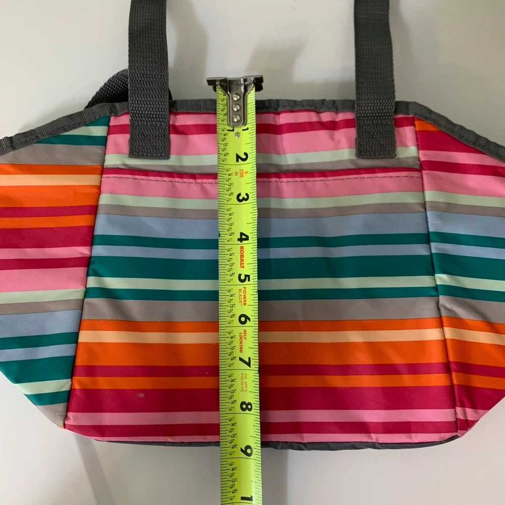 Thirty-One Thermal Tote OS Multi-Color Striped Insulated Lunch Bag Work Lunch